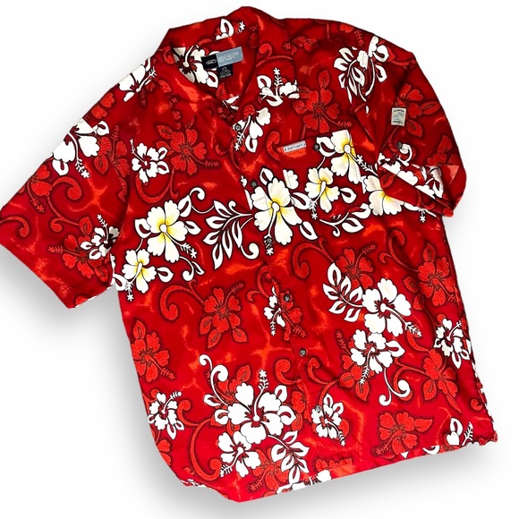 Red Floral Hawaiian Vintage Button Down Shirt - Picture 5 of 12